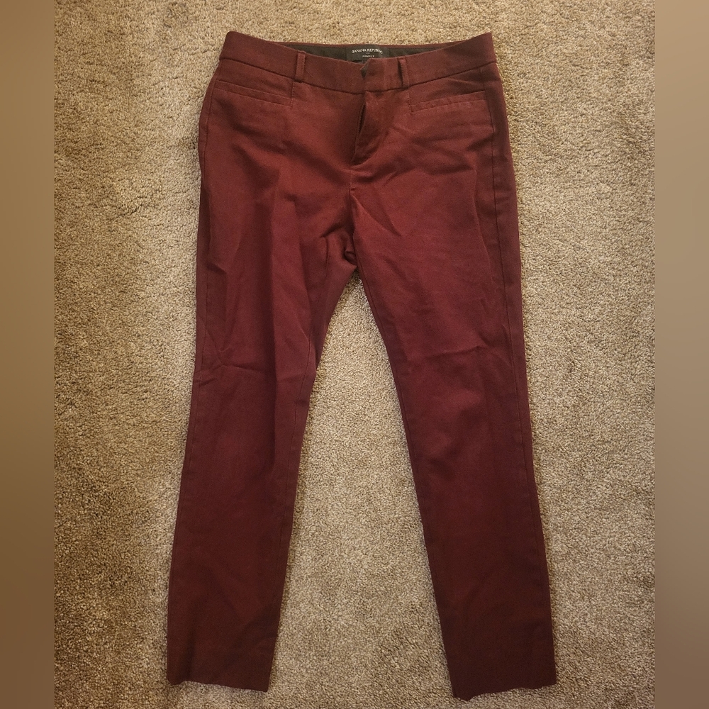 Wine Red Banana Republic Jackson Fit Ankle Pants, Sz 4
